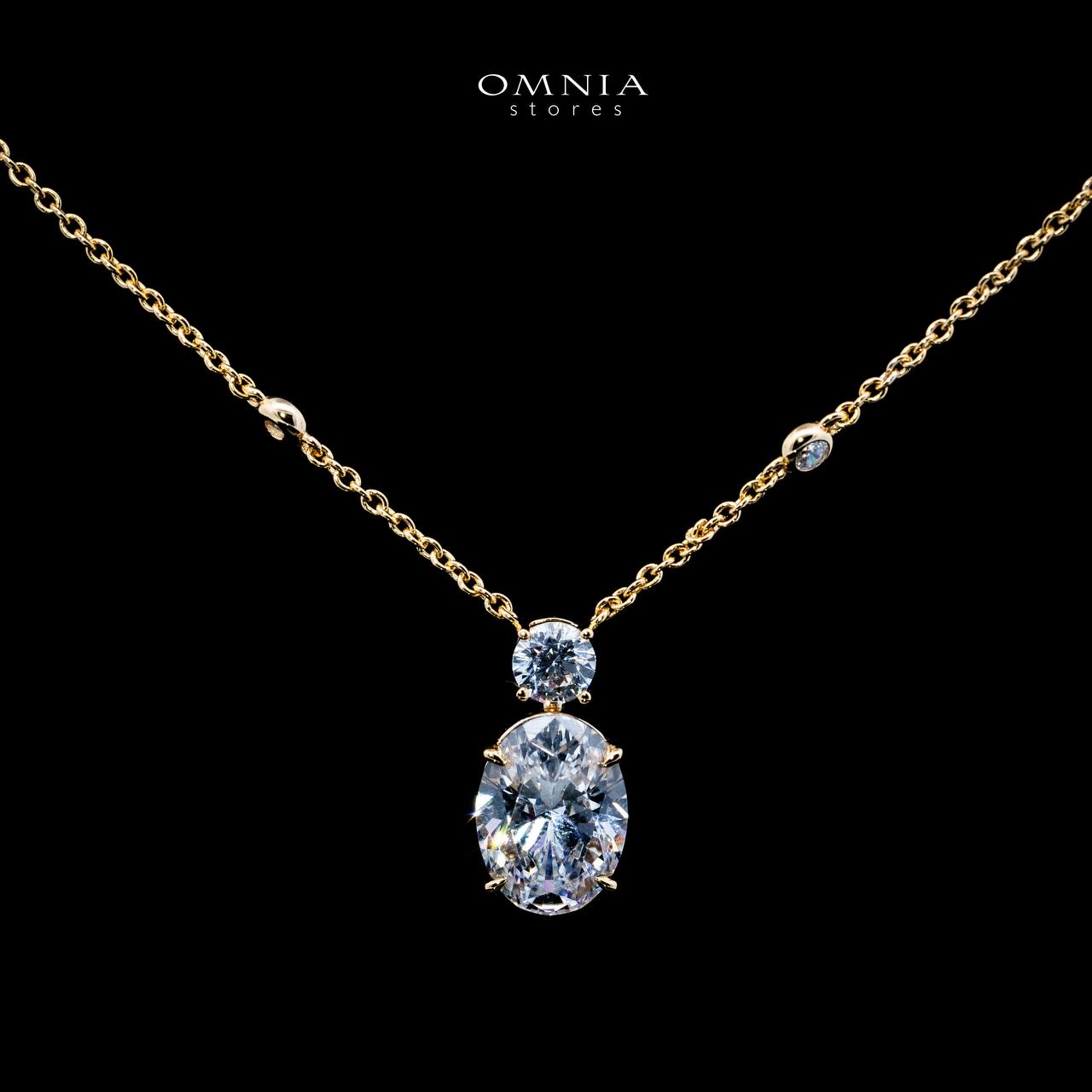 Omnia Eifa Gold Pendant Necklace With High Quality Certified Lab Crafted Stones In 925 Silver 51cm image number null