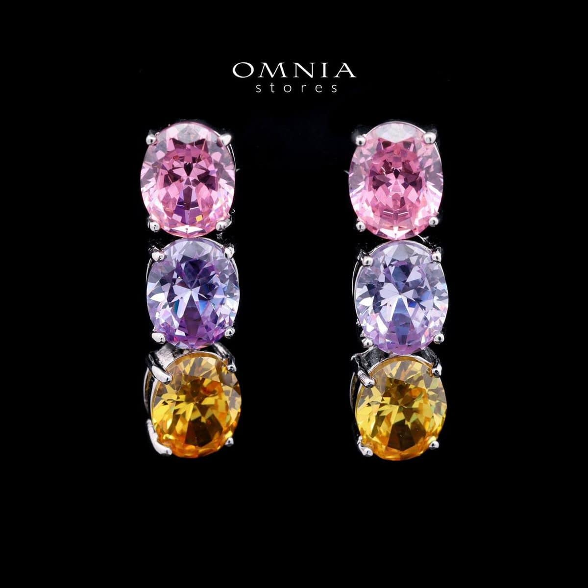 Omnia Artemis Baby Pink Multi-Colored Bridal Set with Round and Oval Cut Simulated Diamonds in High-Quality Rhodium Plated Finish image number null