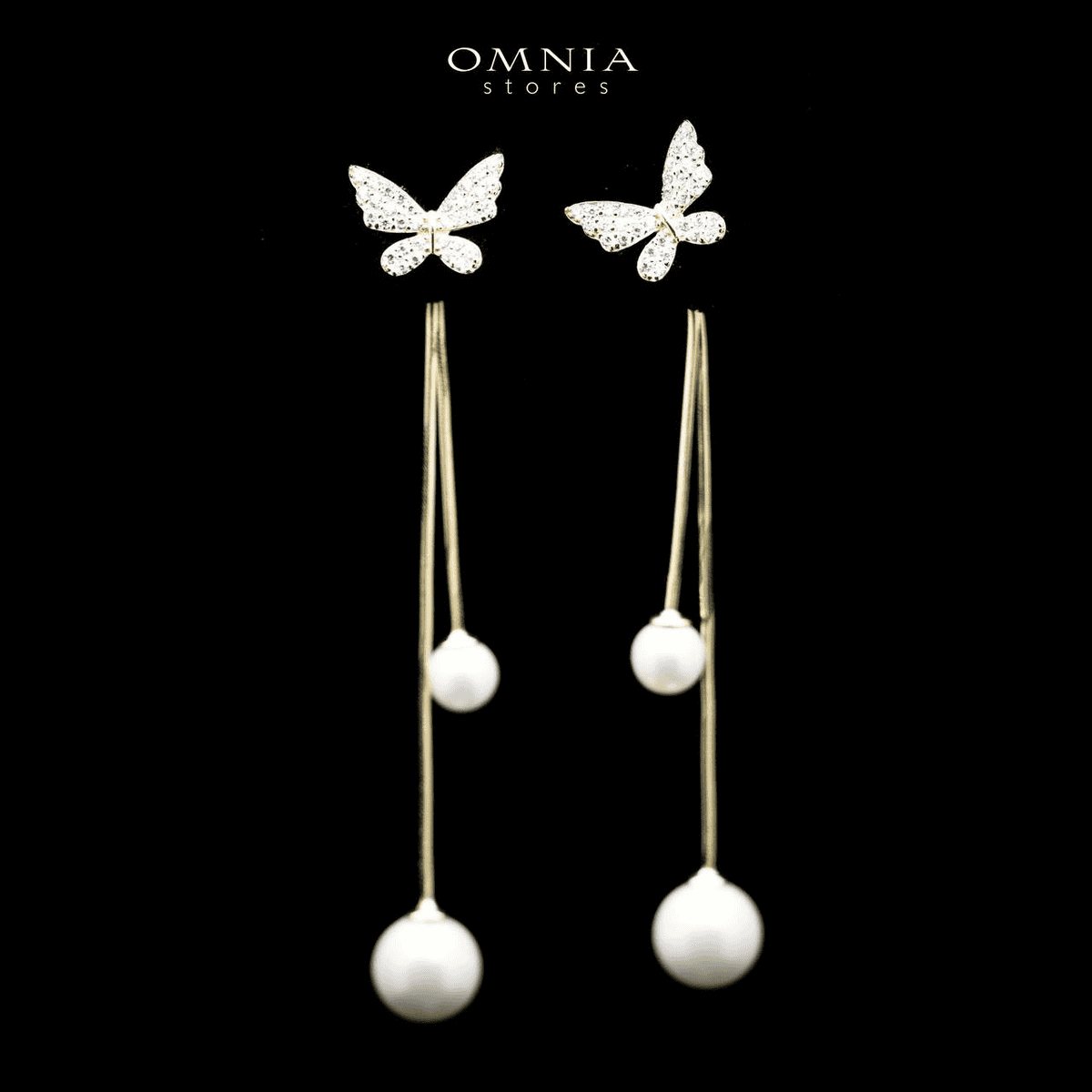 Omnia Noura Butterfly Pearl Drop Earrings in 92.5 Silver image number null