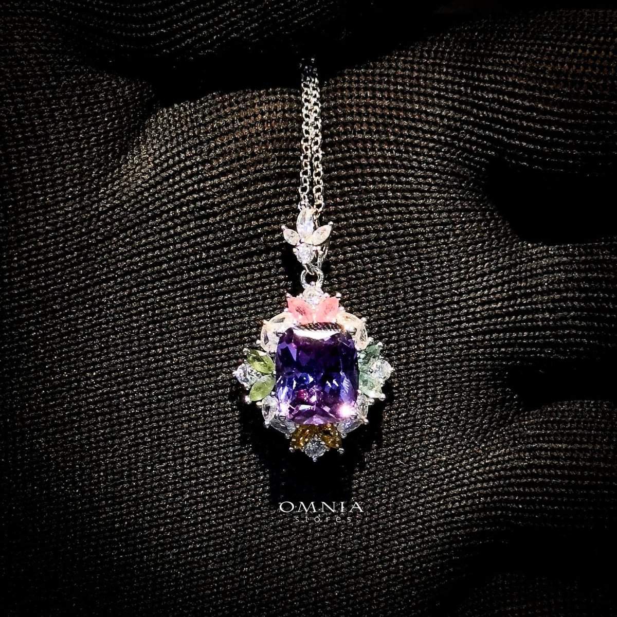 Omnia Anoud Necklace in 92.5 Silver High Quality Amethyst stone image number null