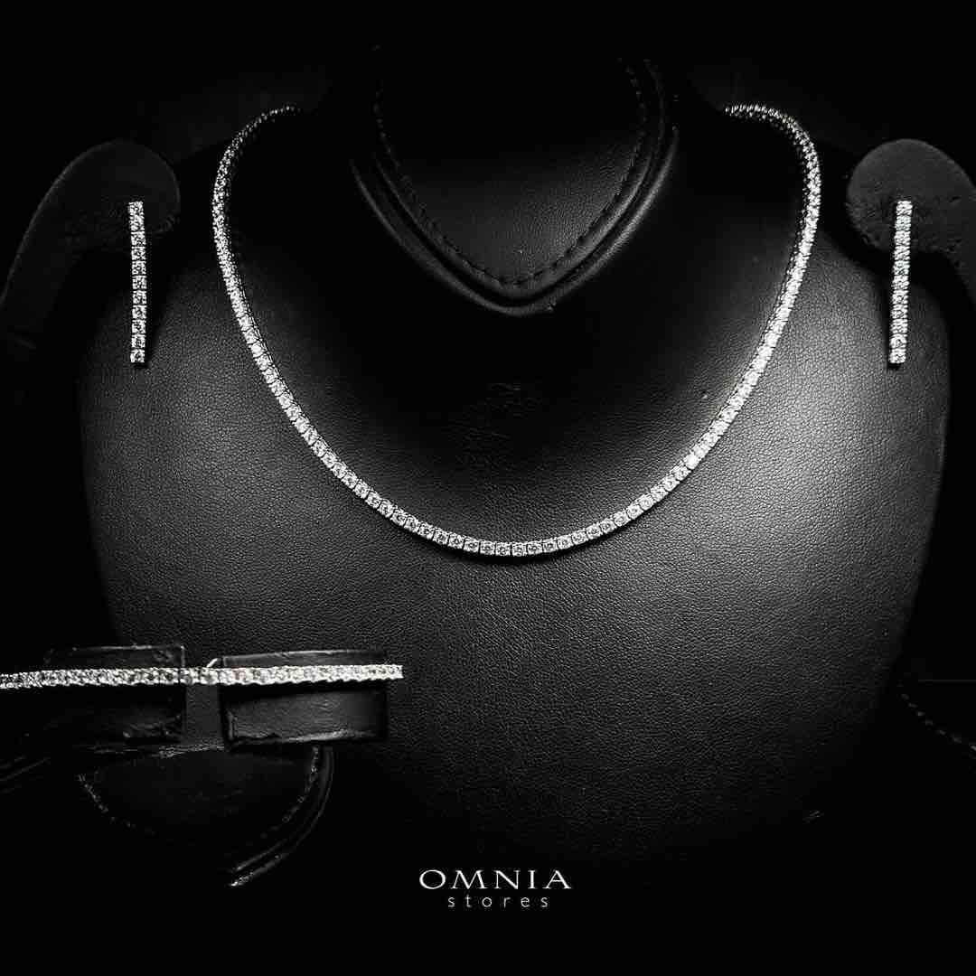 Omnia Raneeya White Tennis Necklace, Earrings and Bracelet Set in 925 Silver with High Quality Simulated Diamonds 2.5mm image number null