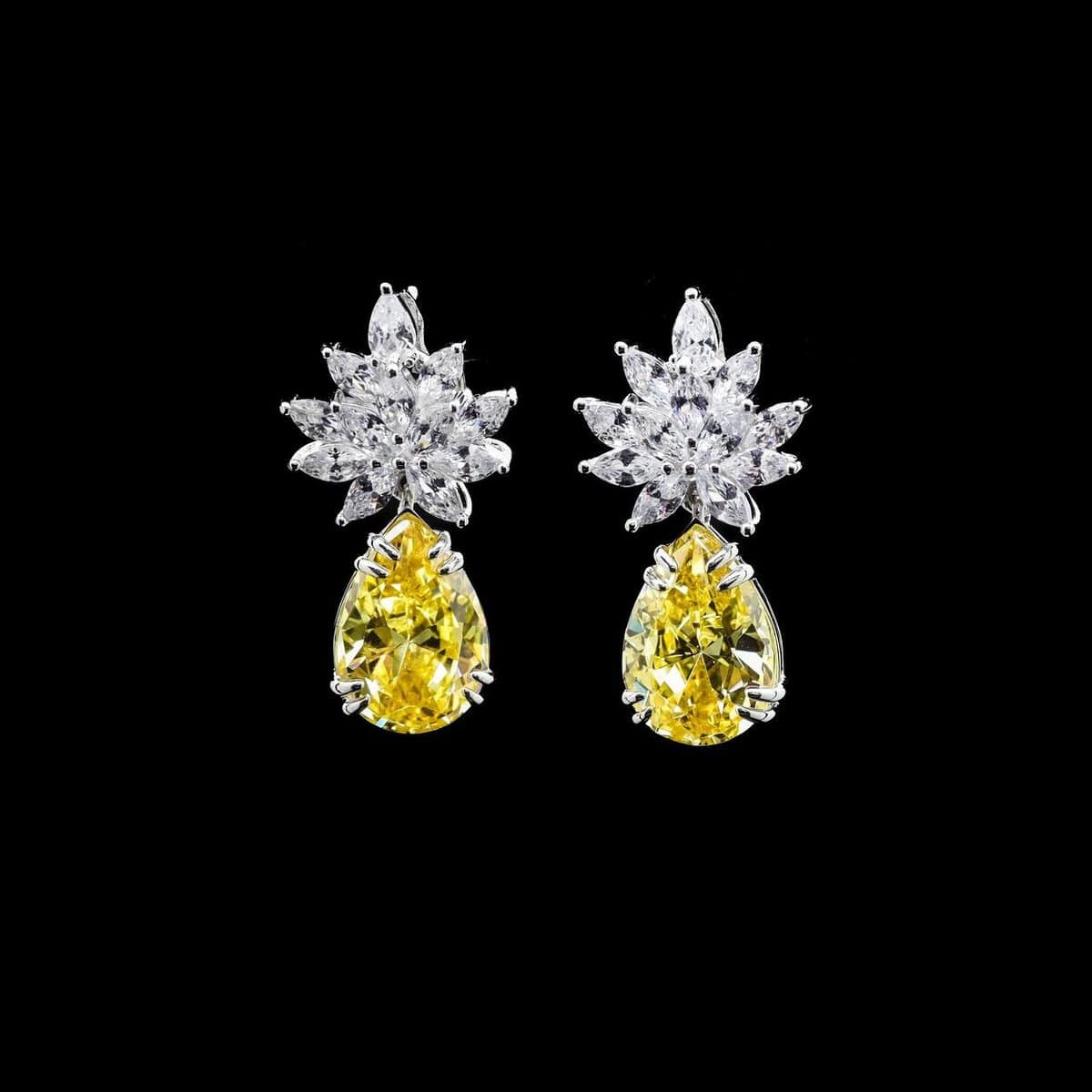 Omnia Cidra Yellow Earrings in 92.5 Silver High Quality Simulated Diamonds image number null
