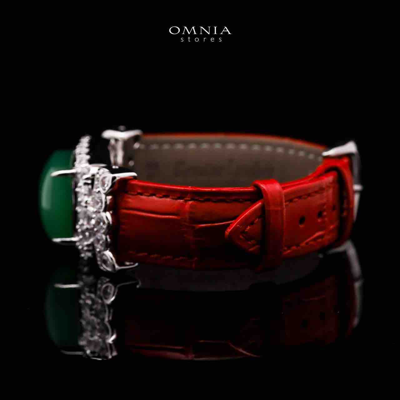 Omnia Nafiseh Red Genuine Leather Belt Bracelet With High Quality Lab Crafted Stones In 925 Silver image number null