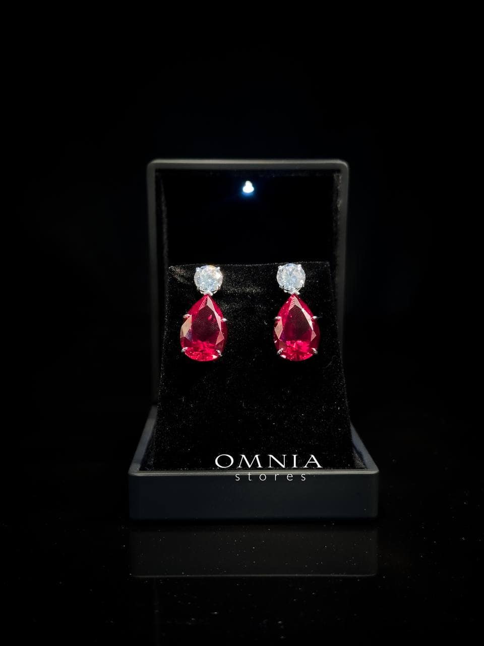 Omnia Byna&nbsp;Red Earring in 92.5 Silver Accessories In High Quality Simulated Diamonds image number null