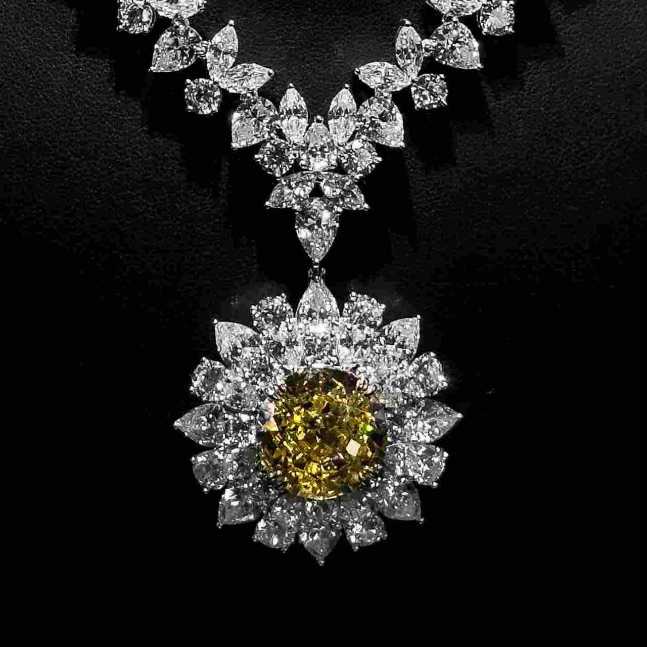 Marjan Sunflower Yellow Necklace In 925 Silver Certified High Quality Lab Grown Stones image number null