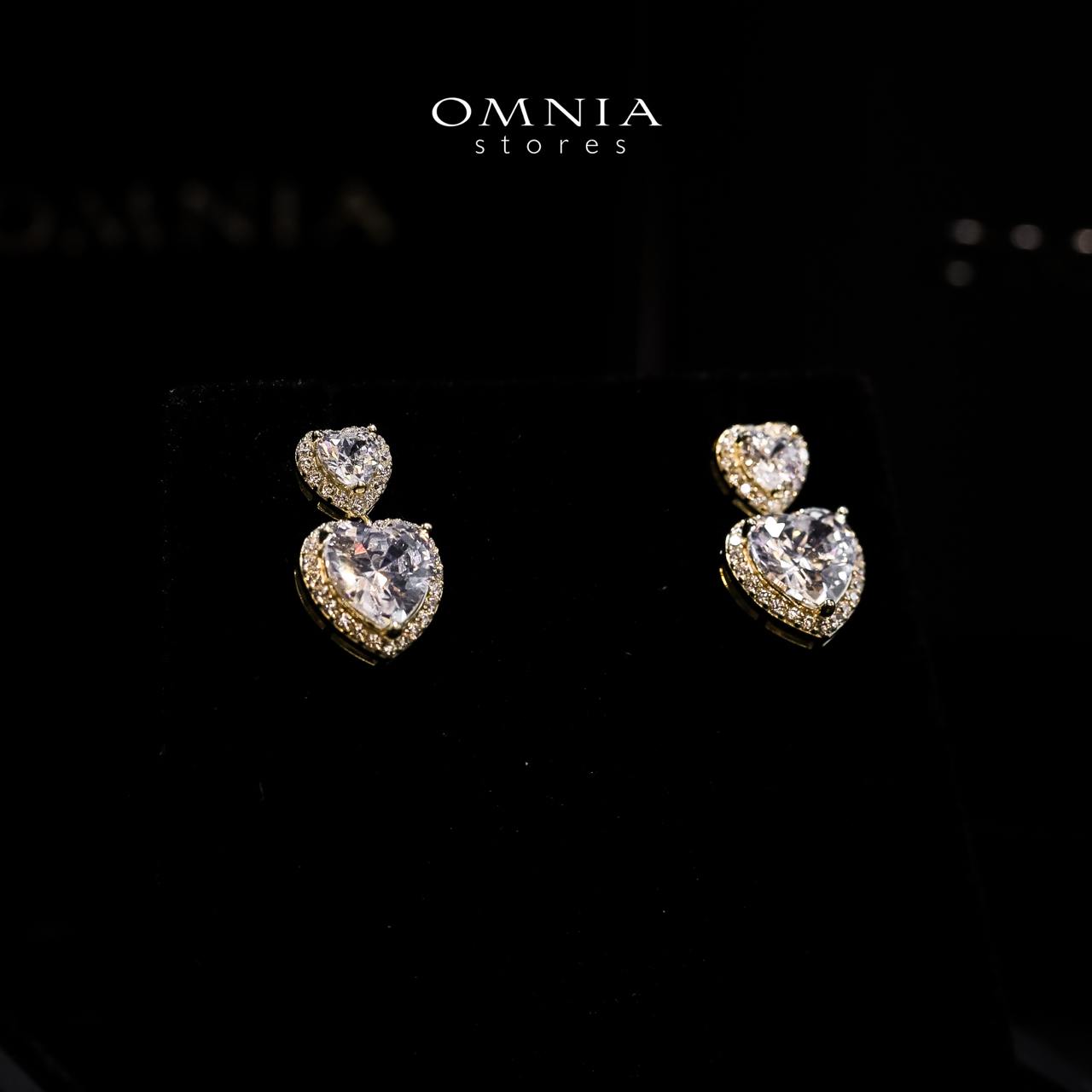 Omnia Lian Celestial Heart Drop Earrings with High Quality Iced Cut Stone in 92.5 Silver image number null