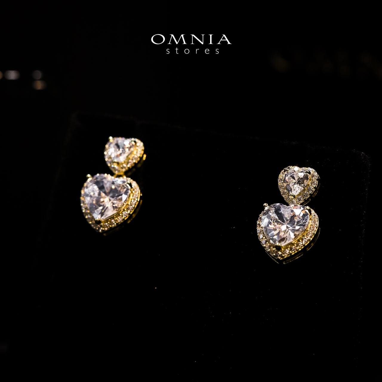Omnia Lian Celestial Heart Drop Earrings with High Quality Iced Cut Stone in 92.5 Silver image number null