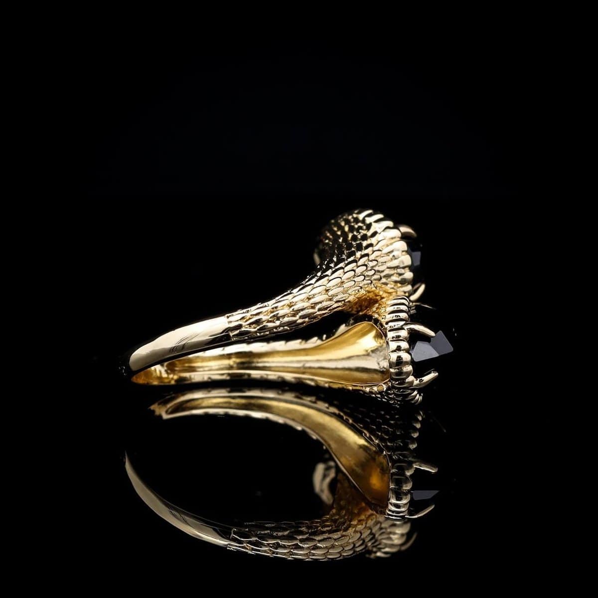 Omnia Ring in Black Agate Stone in High-Quality Gold Plated image number null