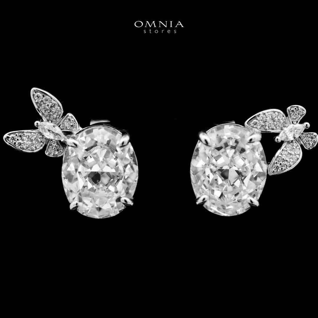 Omnia Maysun Pure White Earrings in 92.5 Silver with High Quality Simulated Diamonds image number null