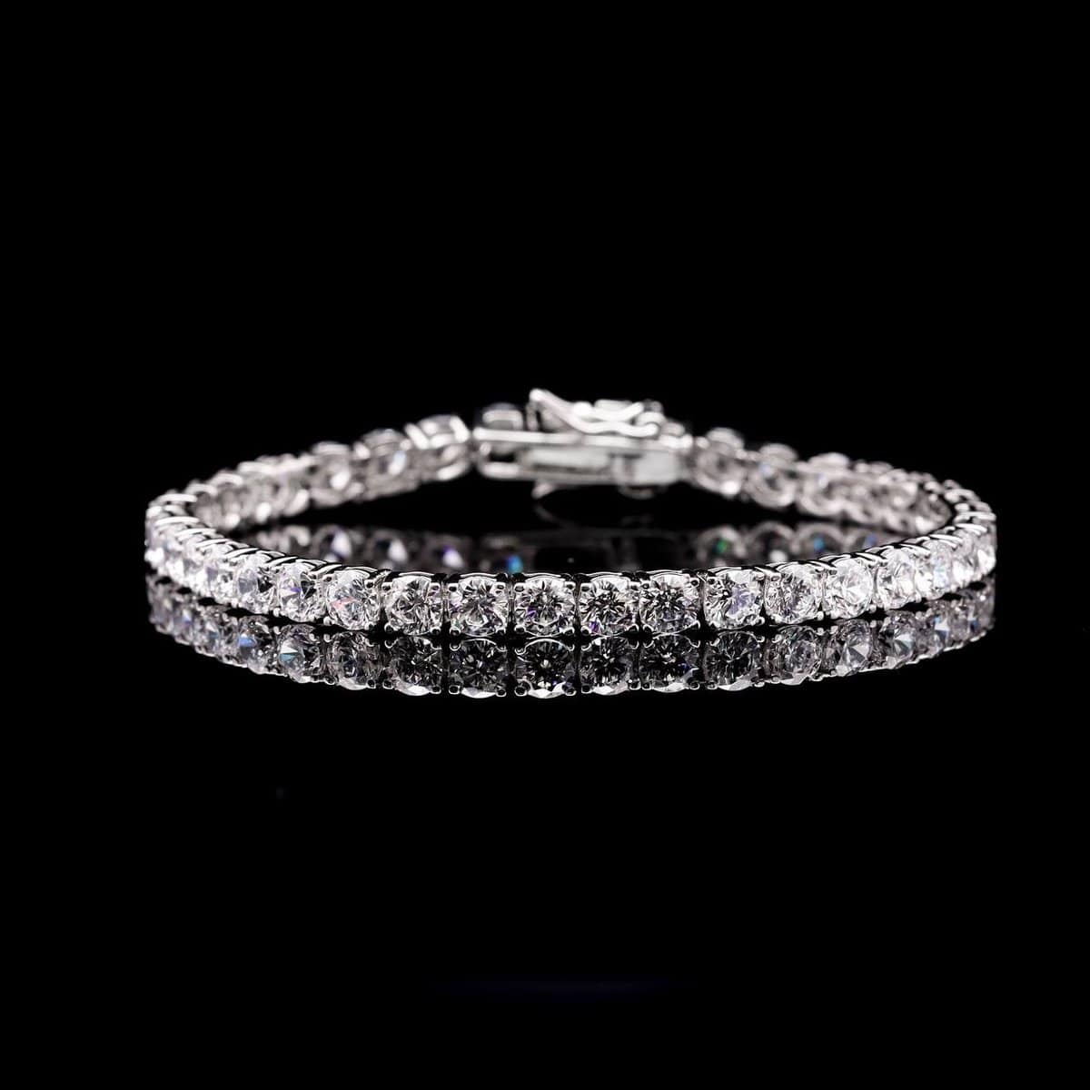 Omnia Imani White Radiant-Cut Tennis Bracelet 3.5mm in 925 Silver with Simulated Diamonds image number null