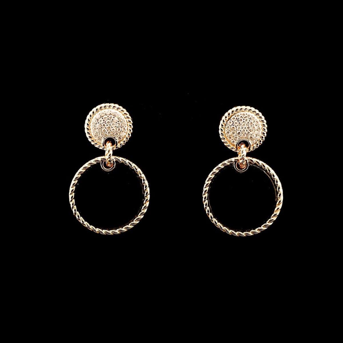 Omnia Elena Black Agate Stone Earrings in High Quality Zircon Stone in Rhodium Plated image number null