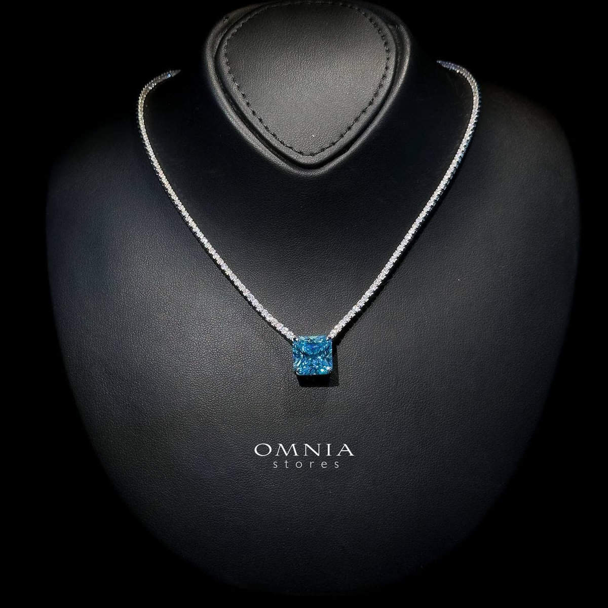 Omnia Bettina Sky Blue Necklace 92.5 Silver in High Quality Simulated Diamonds image number null