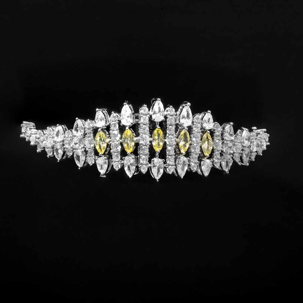 Omnia Lana Yellow Bridal Full Set in High Quality Zircon Stone Rhodium Plated image number null