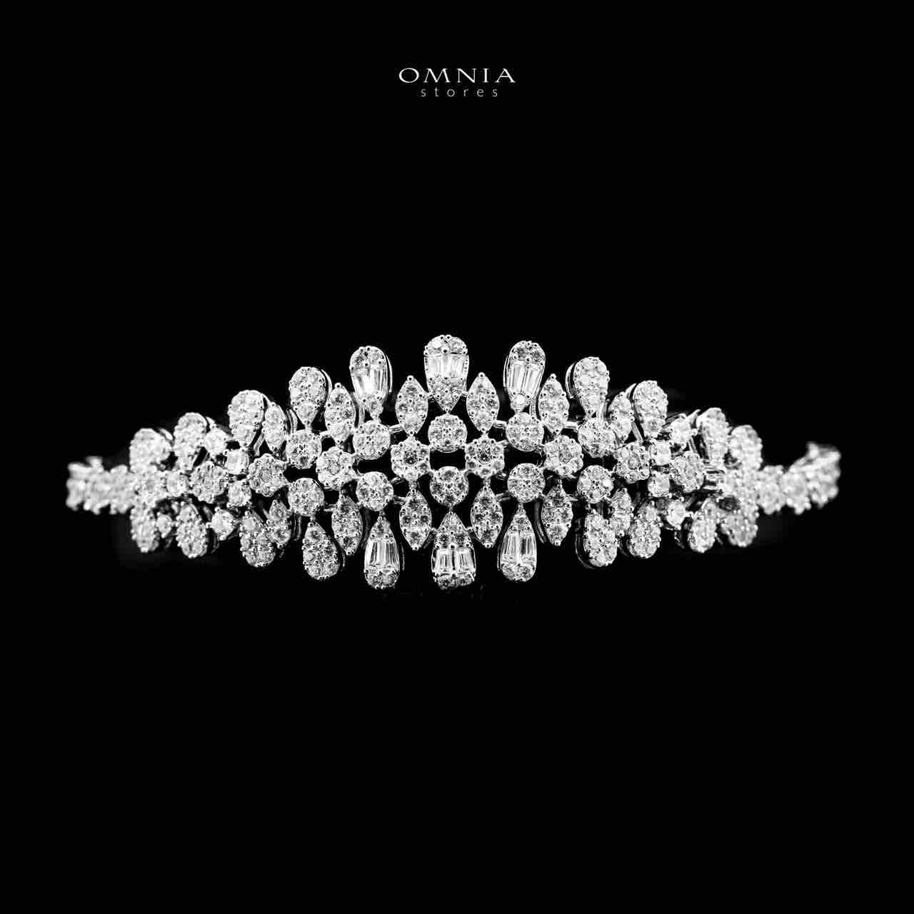 Omnia Taybah White Luxury Bridal Set In Rhodium Plated with High Quality Zircon Stones image number null