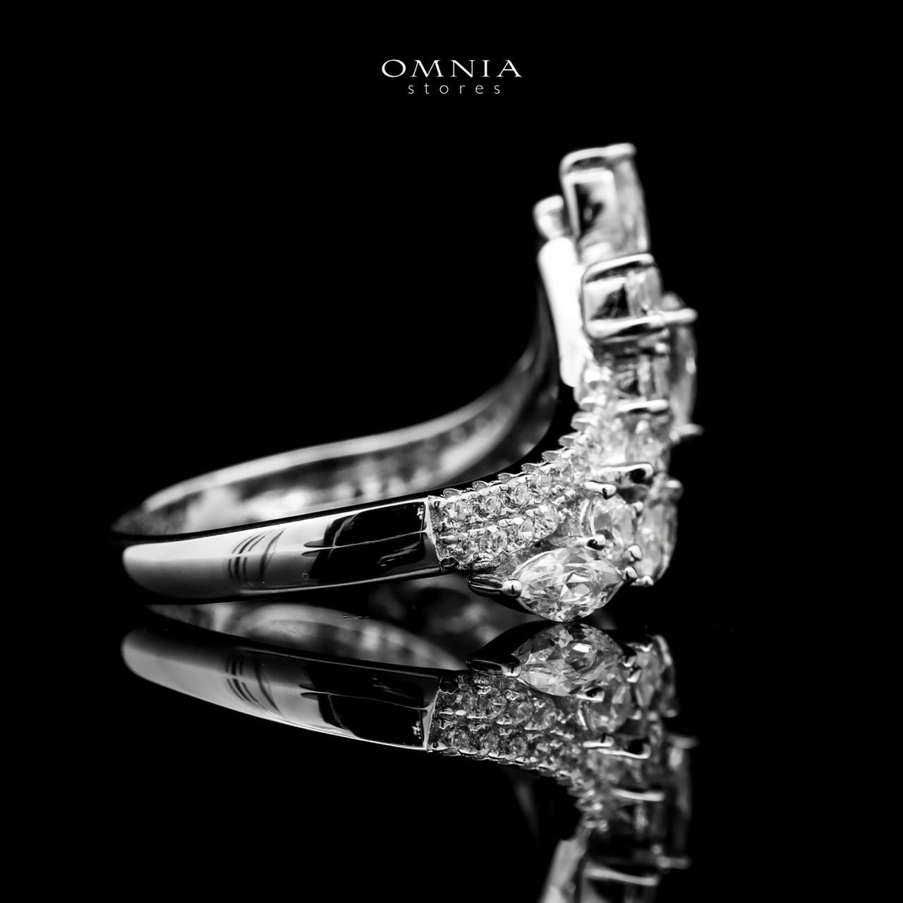 Omnia Amalina Silver Ring in 925 Silver with High Quality White Simulated Diamonds Stones image number null