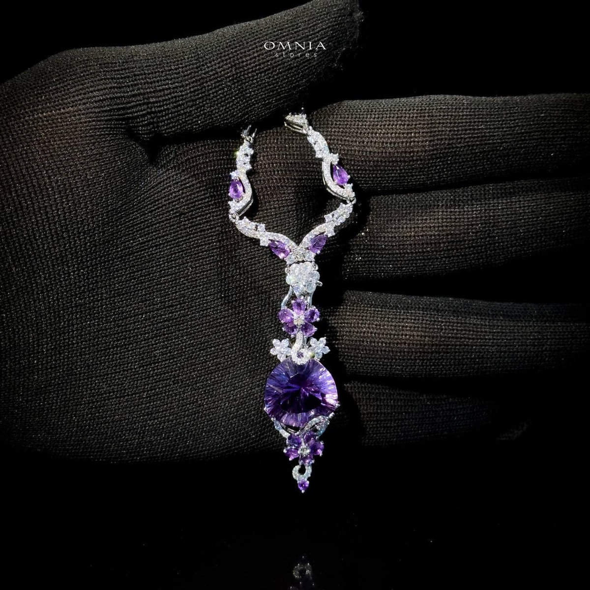 Omnia Hafsa Necklace in 92.5 Silver High Quality Amethyst stone image number null