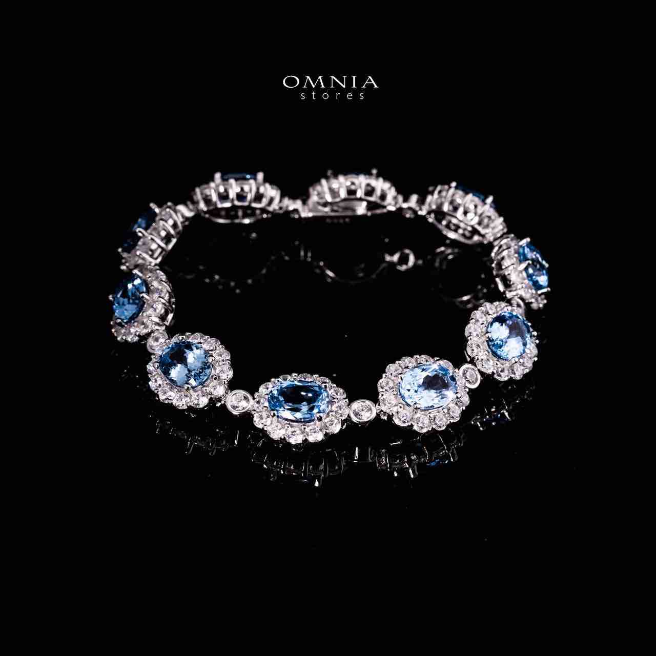 Omnia Mahasin Silver Bracelet in 925 Silver With GRC Certifited High Quality Synthetic Spinel Sky Blue Lab Grown Stones image number null