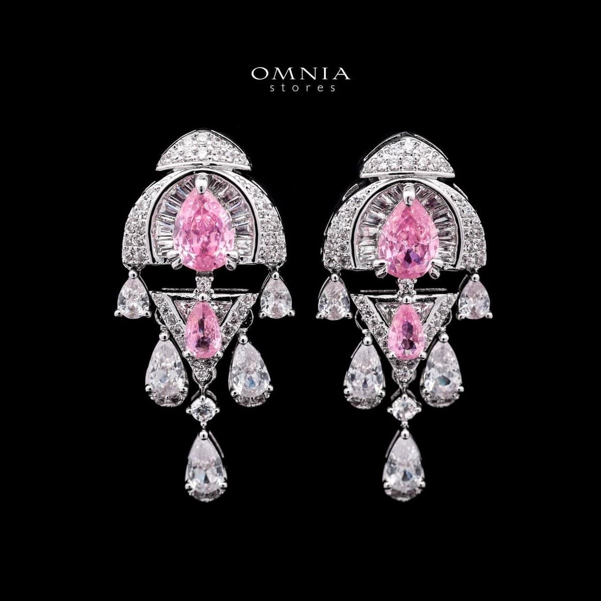Omnia Rafi Pink Bridal Full Set with Elegant Pink and White Simulated Diamonds in High-Quality Rhodium Plated Finish (only available in KSA) image number null