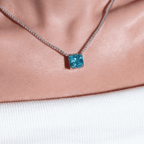 Omnia Bettina Sky Blue Necklace 92.5 Silver in High Quality Simulated Diamonds image number null