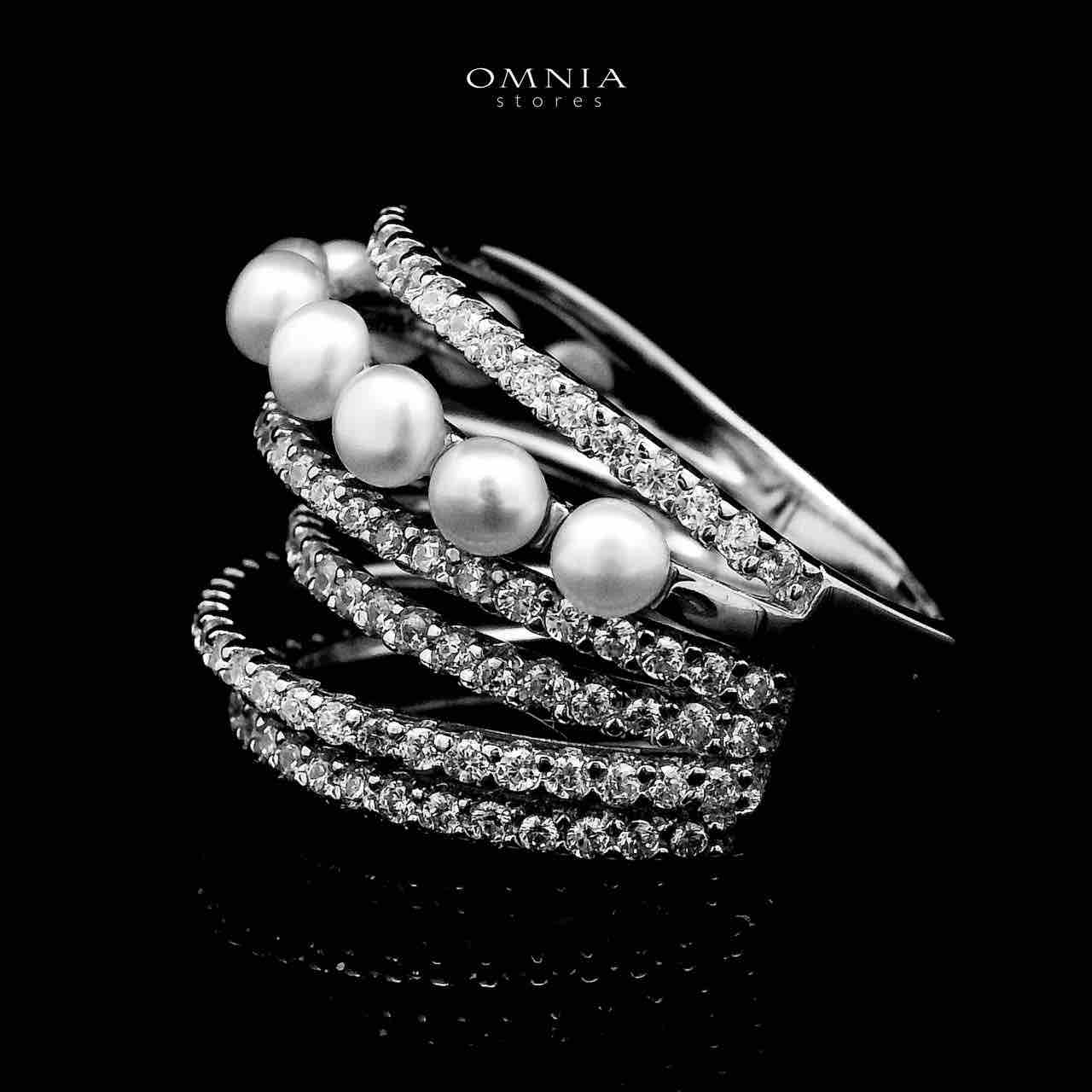 Omnia Inaya Silver Fresh Real Water Pearl Ring In 925 Silver High Quality Simulated Diamonds image number null