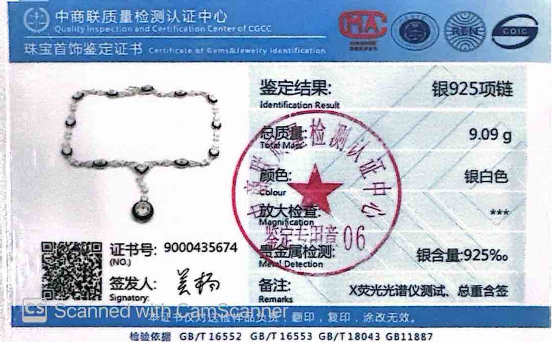 Omnia Layn White and Black Necklace In 925 Silver High Quality Certified Lab Crafted Stones image number null