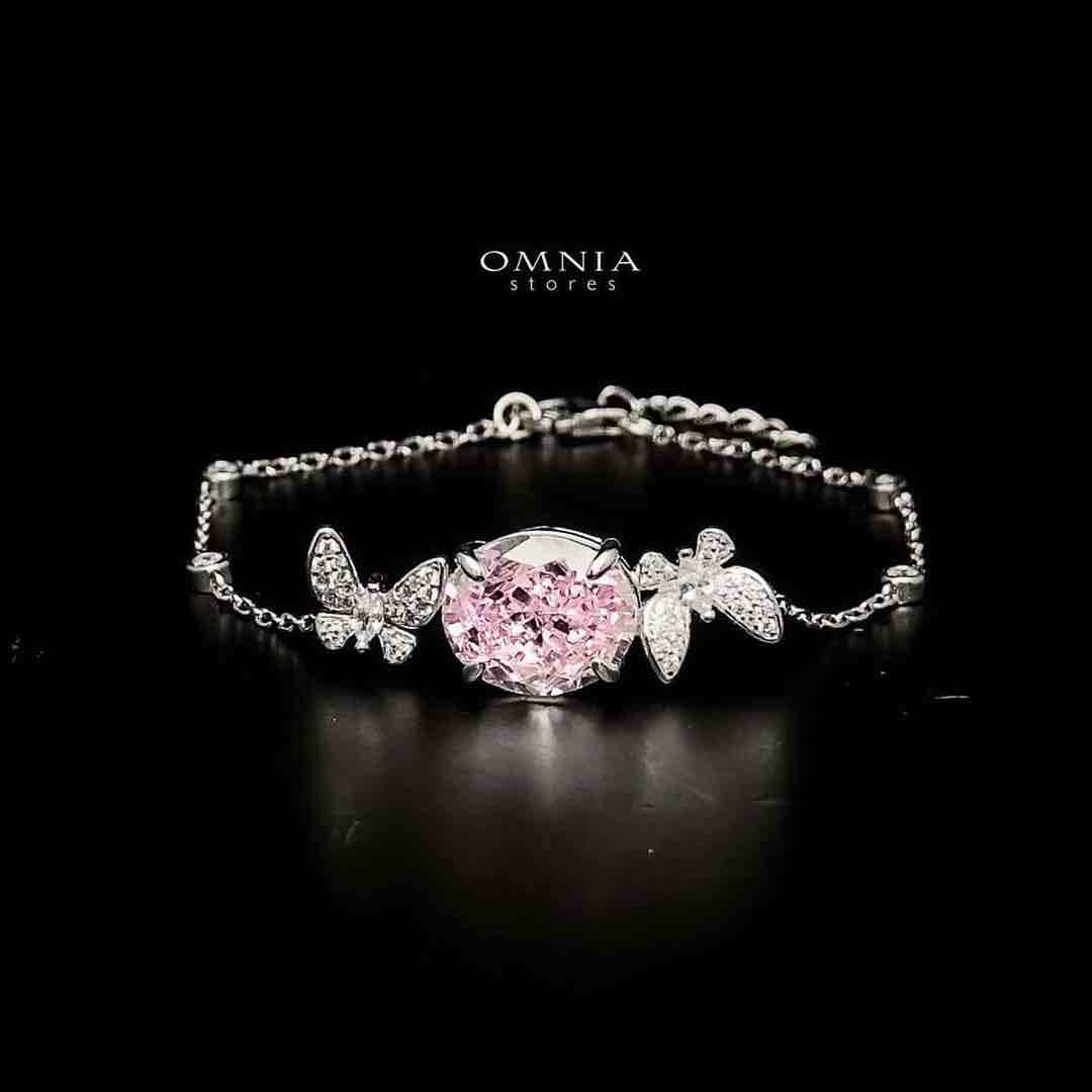 Omnia Maysun Pink Bracelet in 92.5 Silver with High Quality Simulated Diamonds image number null