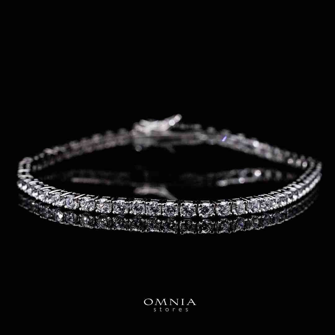Omnia Raneeya White Tennis Necklace, Earrings and Bracelet Set in 925 Silver with High Quality Simulated Diamonds 2.5mm image number null