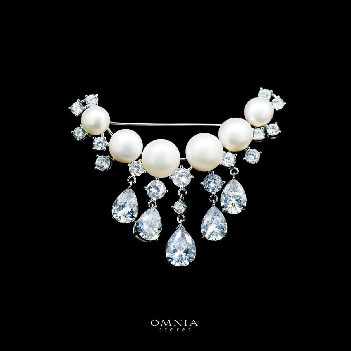Omnia Mousa Fresh Real Water Pearl brooch in 92.5 Silver High Quality Simulated diamonds image number null