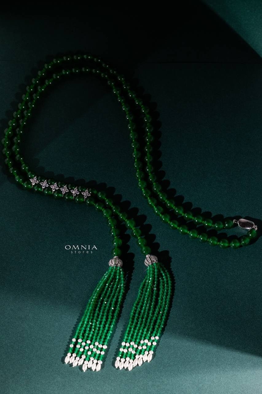 Omnia Selena Real Beads Set in 92.5 Silver High Quality Simulated diamonds, , large image number null