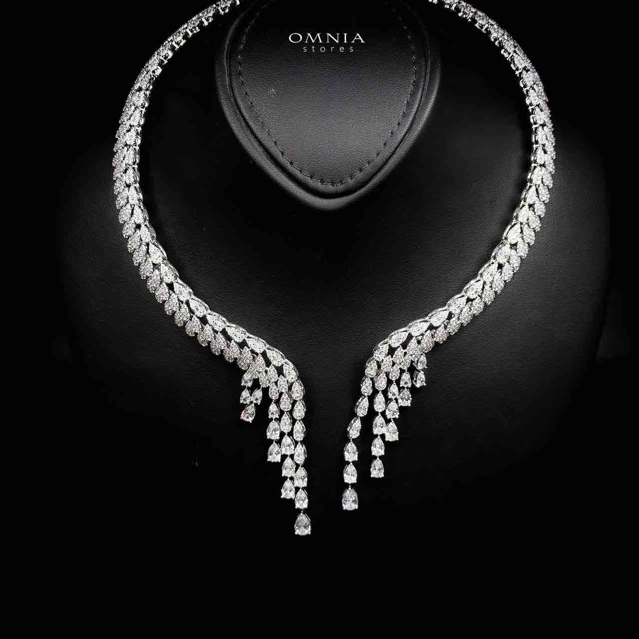 Omnia Senna Luxury Bridal White Full Set in High Quality Zircon Stone Rhodium Plated image number null