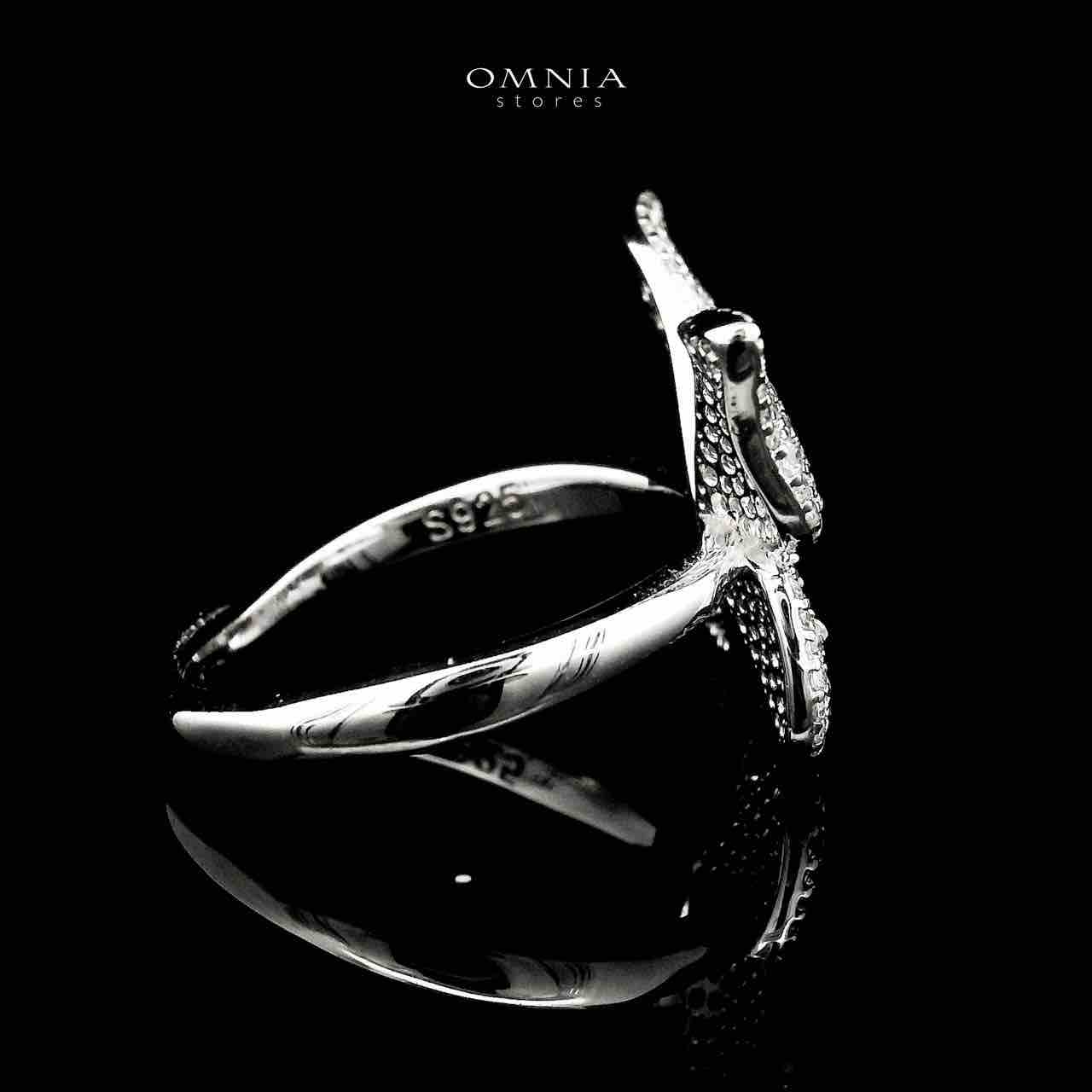 Omnia Kayan Silver Butterfly Ring in 925 Silver with High-Quality White CZ Zircon Stones image number null