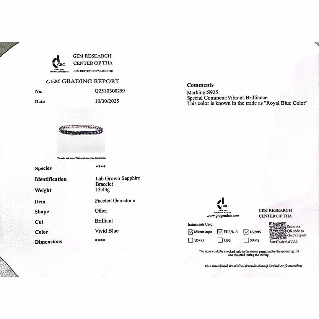 Omnia Zaha Rainbow Silver Tennis Bracelet in 925 Silver With GRC Certifited High Quality Sapphire Lab Grown Stones SQ 4x4mm image number null