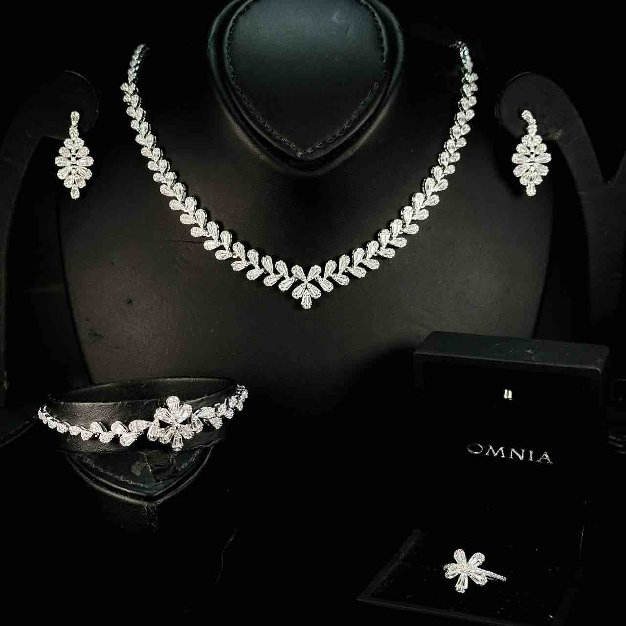 Omnia Iffat White Bridal Full Set in 925 Silver High Quality Simulated Diamonds image number null