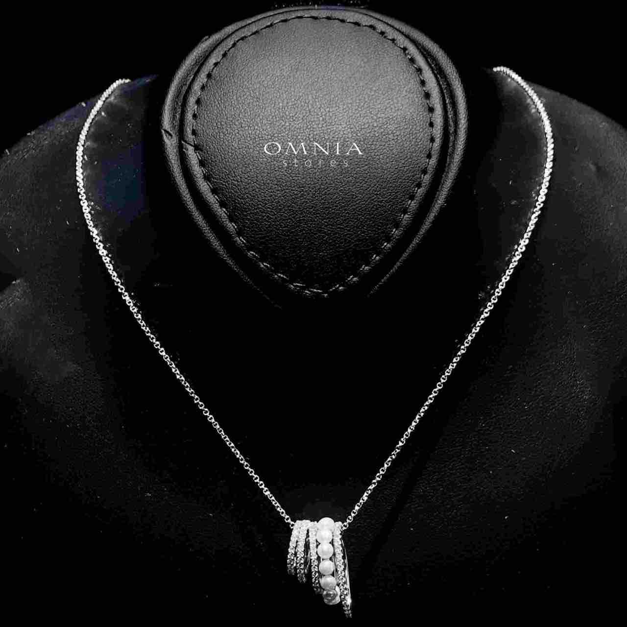 Omnia Inaya Silver Fresh Real Water Pearl Necklace In 925 Silver High Quality Simulated Diamonds image number null