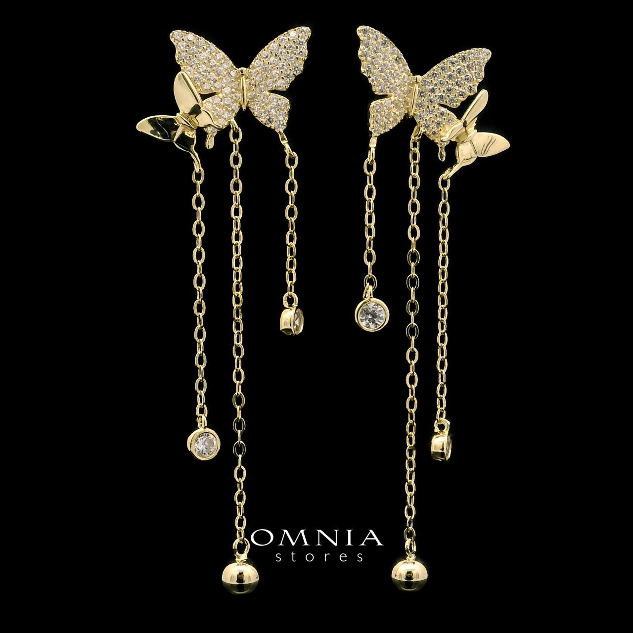 Omnia Naima Gold Earrings in 925 Silver with High-Quality Zircon Stones image number null