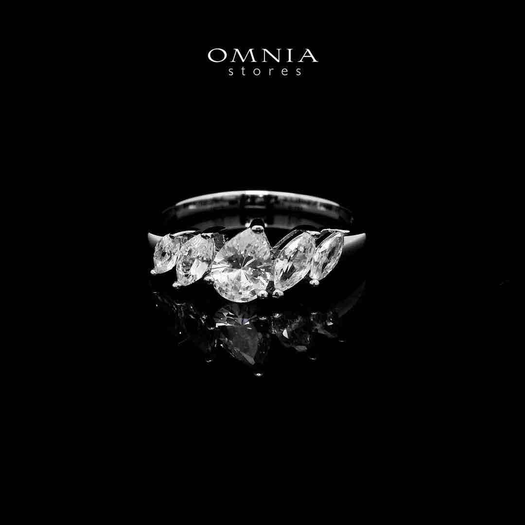 Lamiaa Glint White Ring In 925 Silver High Quality Simulated Diamonds image number null