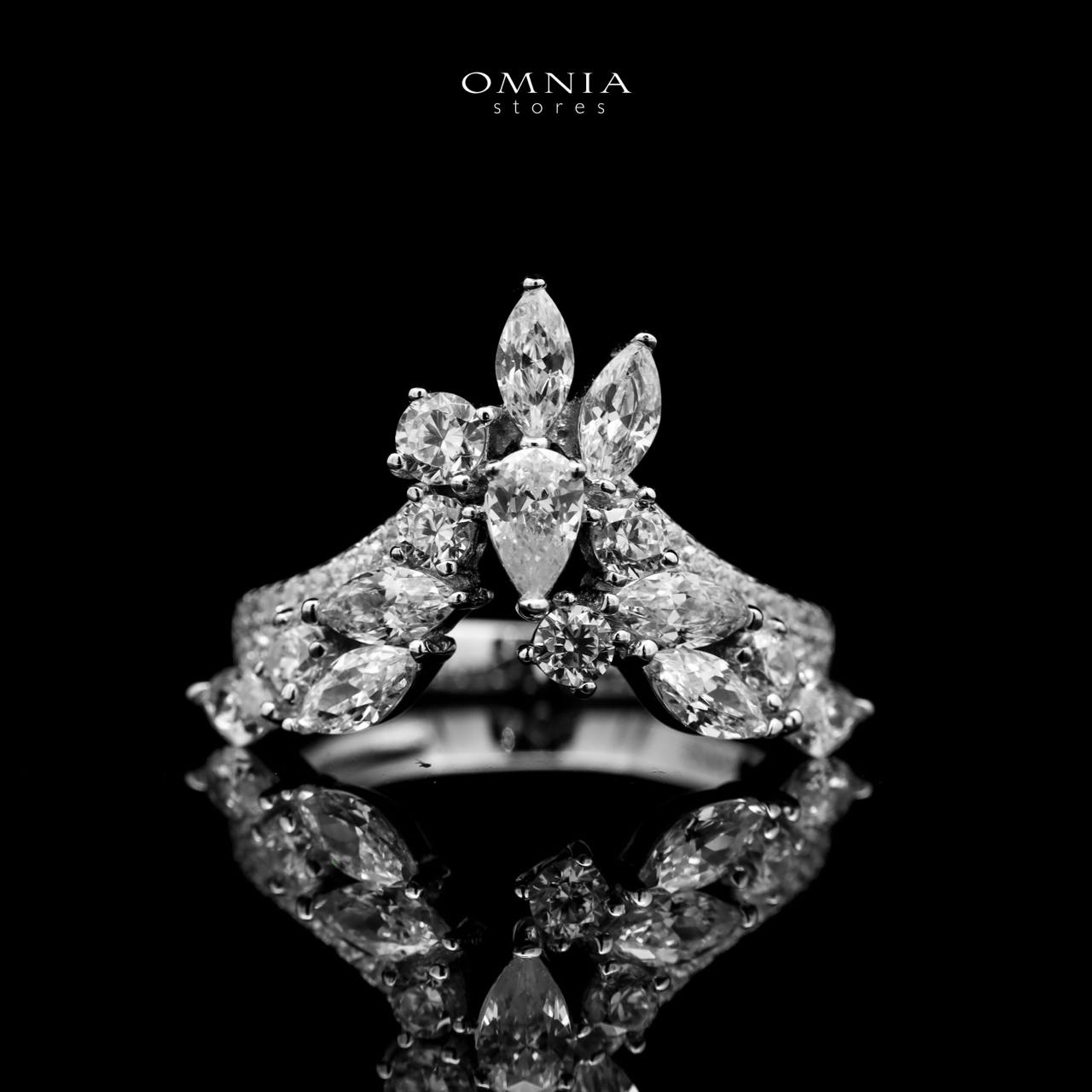 Omnia Amalina Silver Ring in 925 Silver with High Quality White Simulated Diamonds Stones image number null