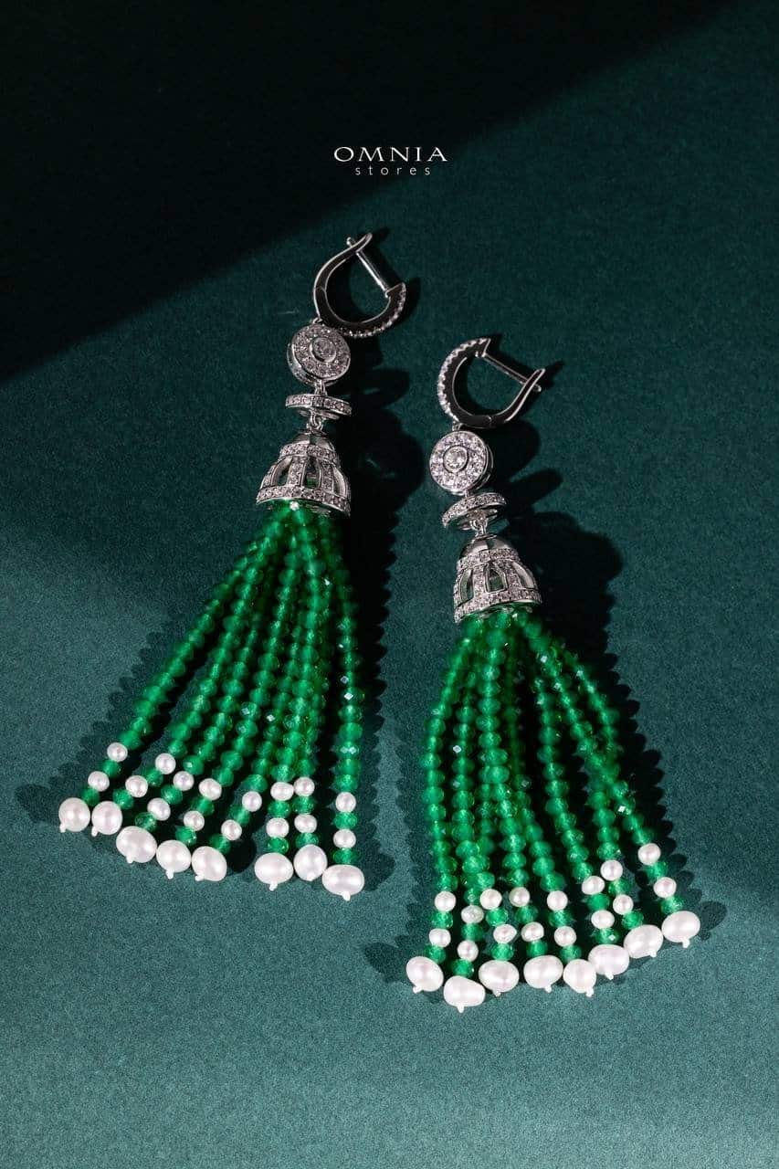 Omnia Selena Real Beads Set in 92.5 Silver High Quality Simulated diamonds, , large image number null