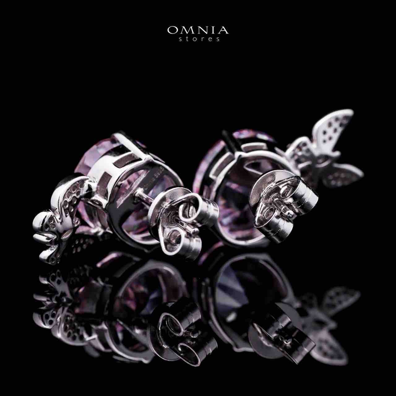 Omnia Maysun Pink Earrings in 925 Silver with High Quality Simulated Diamonds image number null