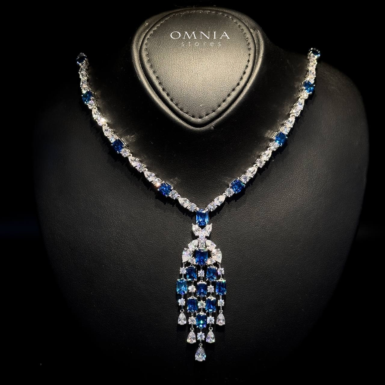 Omnia Israa Blue Necklace In 92.5 Silver High Quality Simulated diamonds image number null