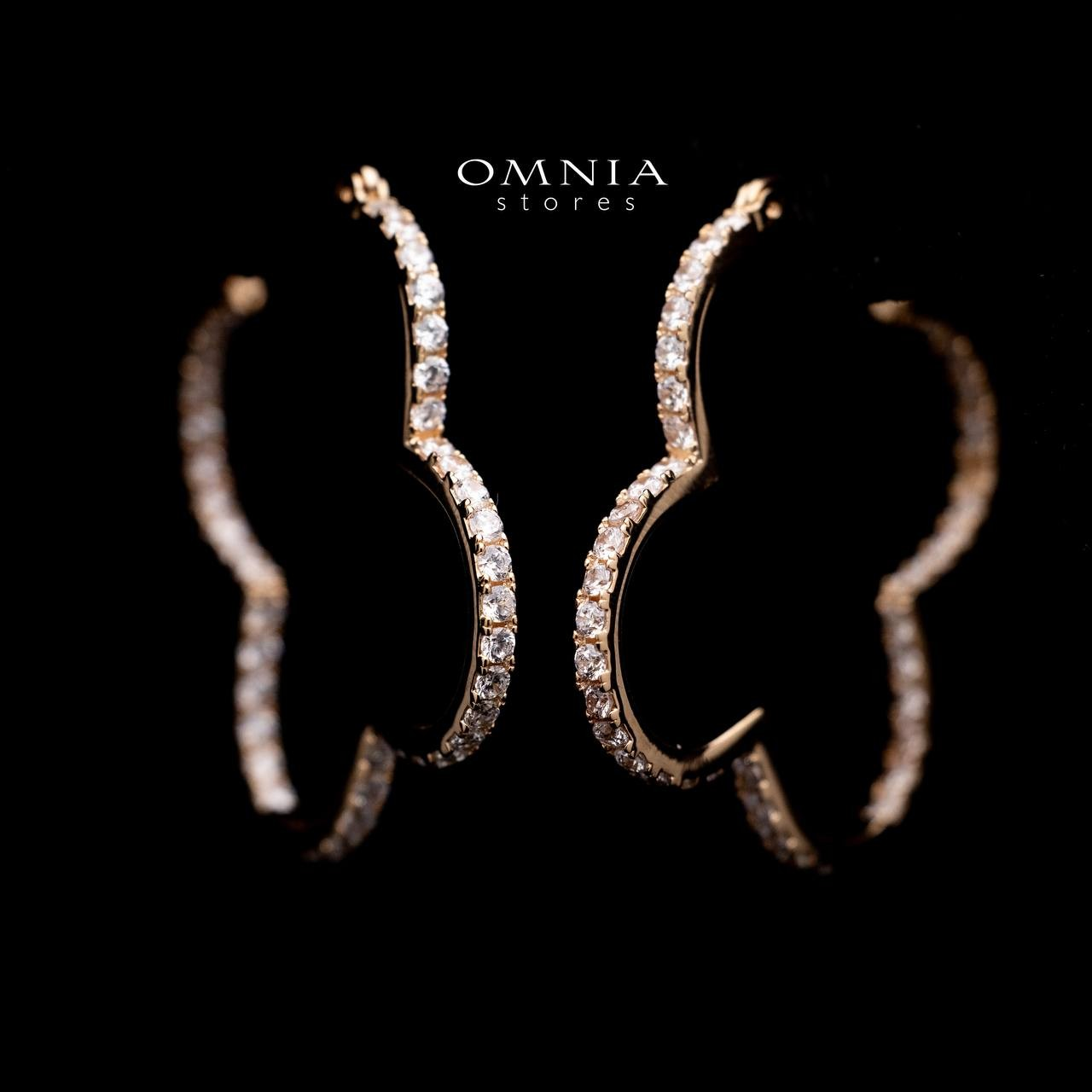 Omnia Abir Rose Gold Hoop Earrings in 92.5 Silver With High Quality Moissanite Stone image number null