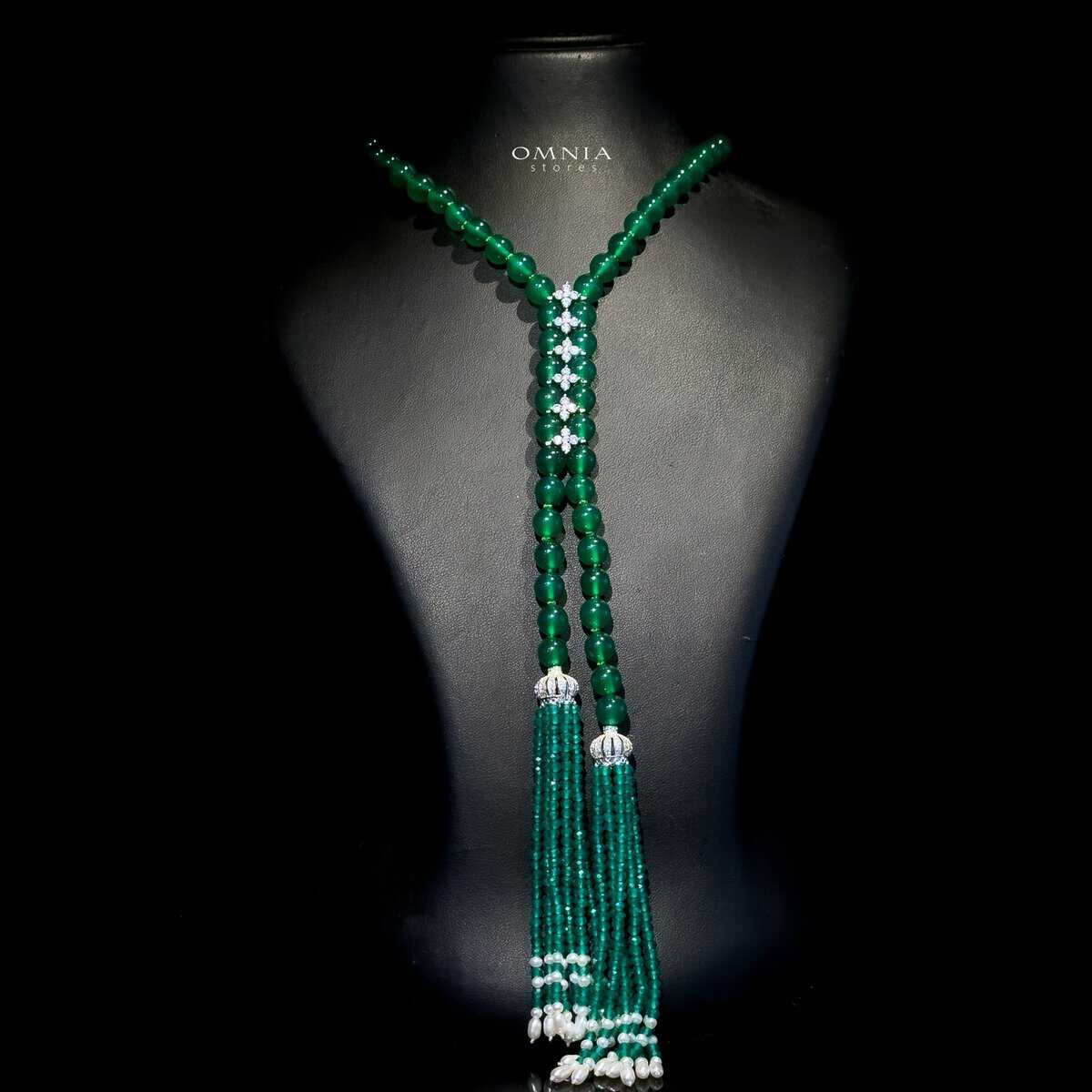 Omnia Selena Real Beads Set in 92.5 Silver High Quality Simulated diamonds, , large image number null